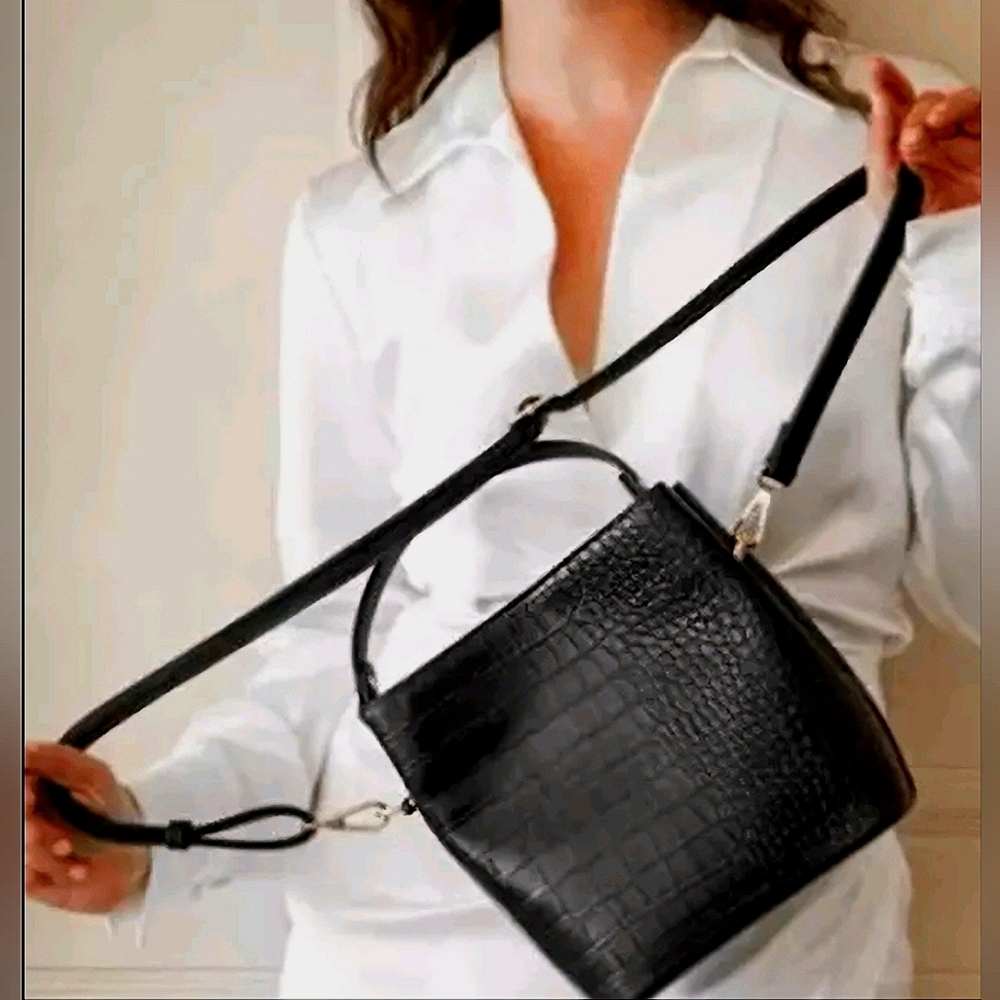 All Of The Above Elena Croc Leather Print Bag/Purse. Vegan Friendly NWT